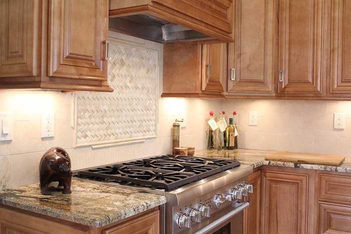 Wooden furniture in kitchen