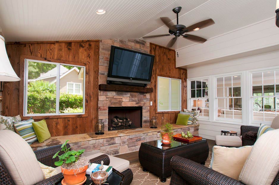 East Cobb Spacious Screen Porch Atlanta, GA John Rogers Renovations
